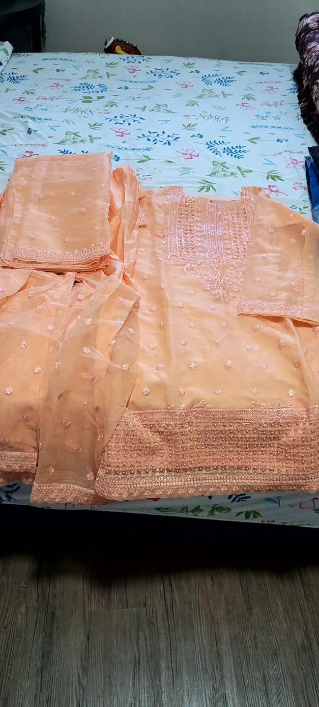 Orange Embroidered Three-Piece Suit(size-M)