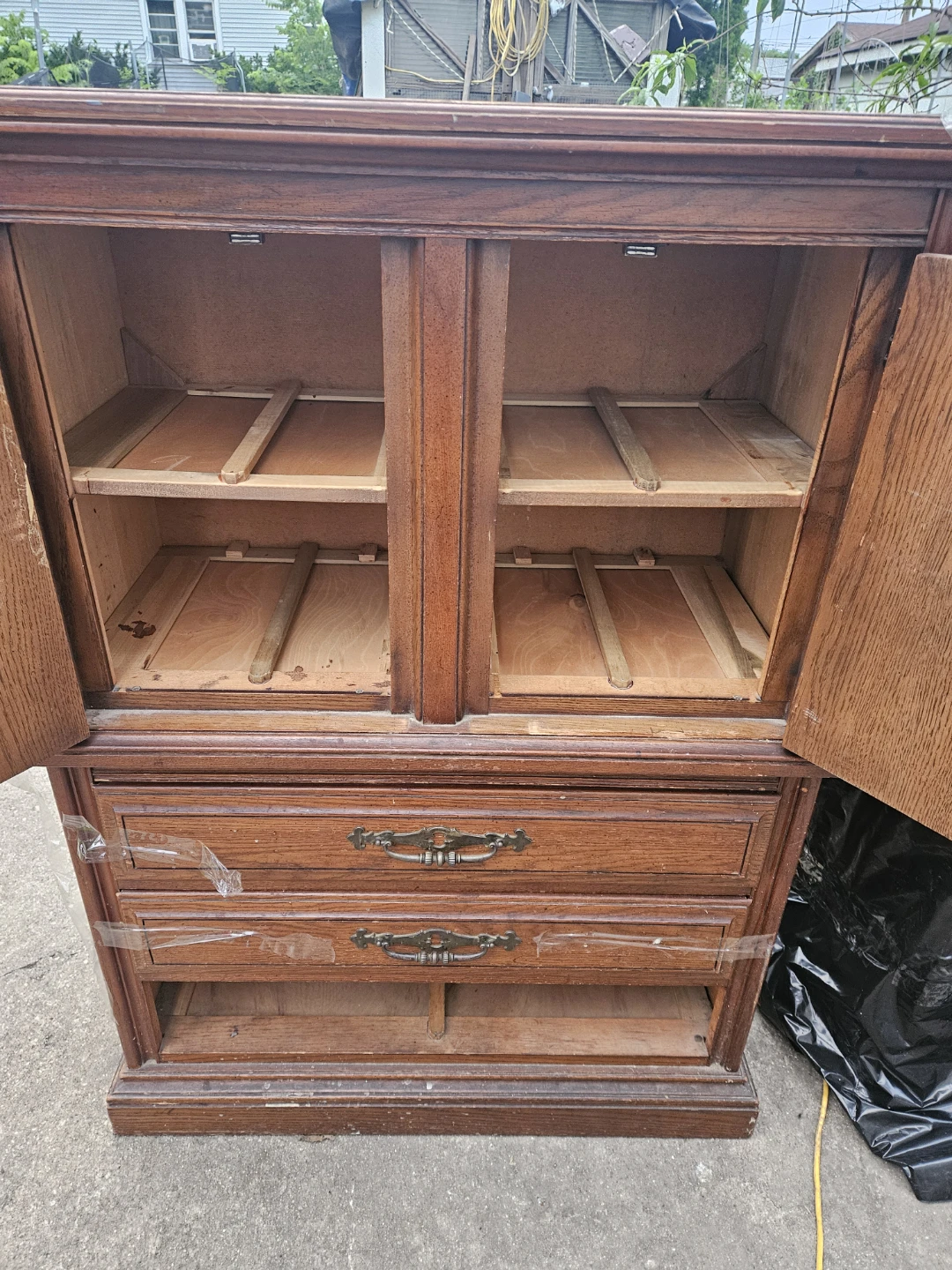 Free Vintage Wooden Dresser Armoire with Doors and Drawers - photo 2