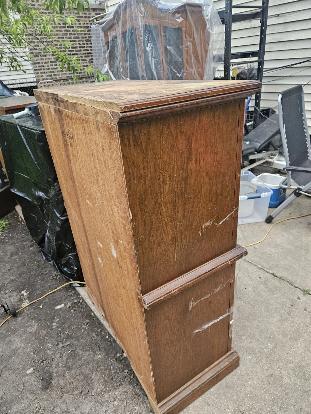 Free Vintage Wooden Dresser Armoire with Doors and Drawers - photo 3