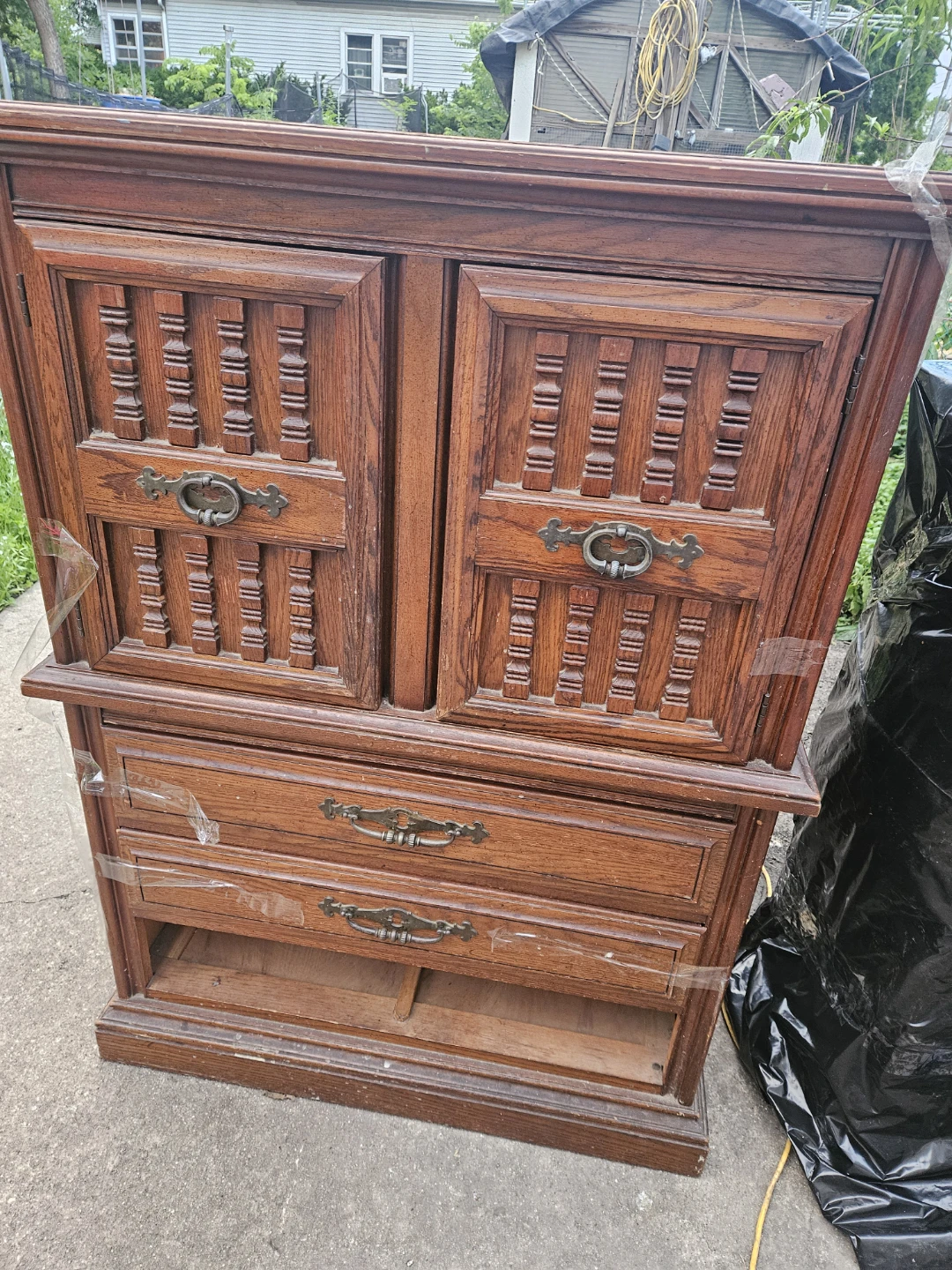 Free Vintage Wooden Dresser Armoire with Doors and Drawers - photo 4