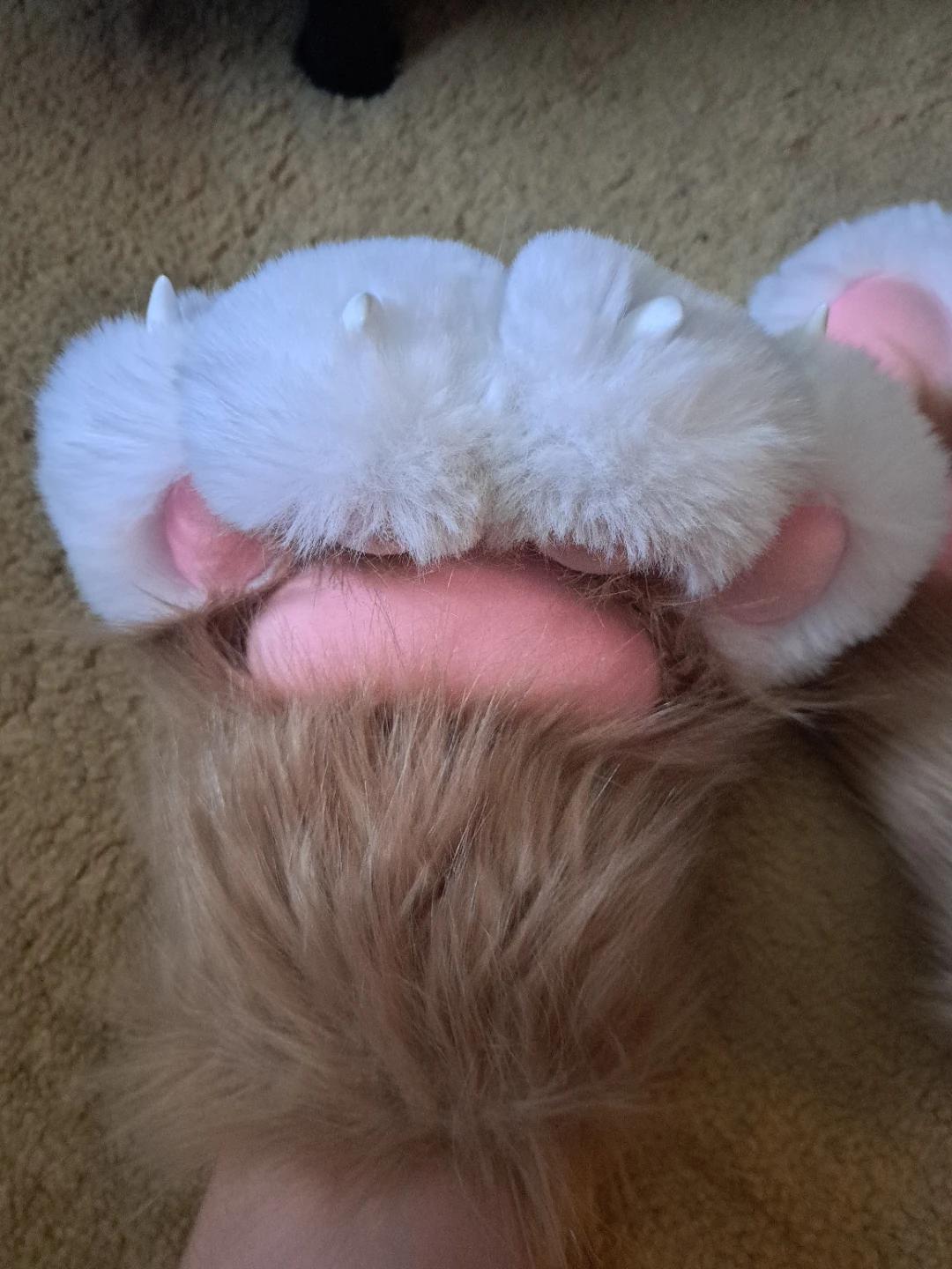 Furry Paw Mittens - Brown & White with Pink Pads - photo 3
