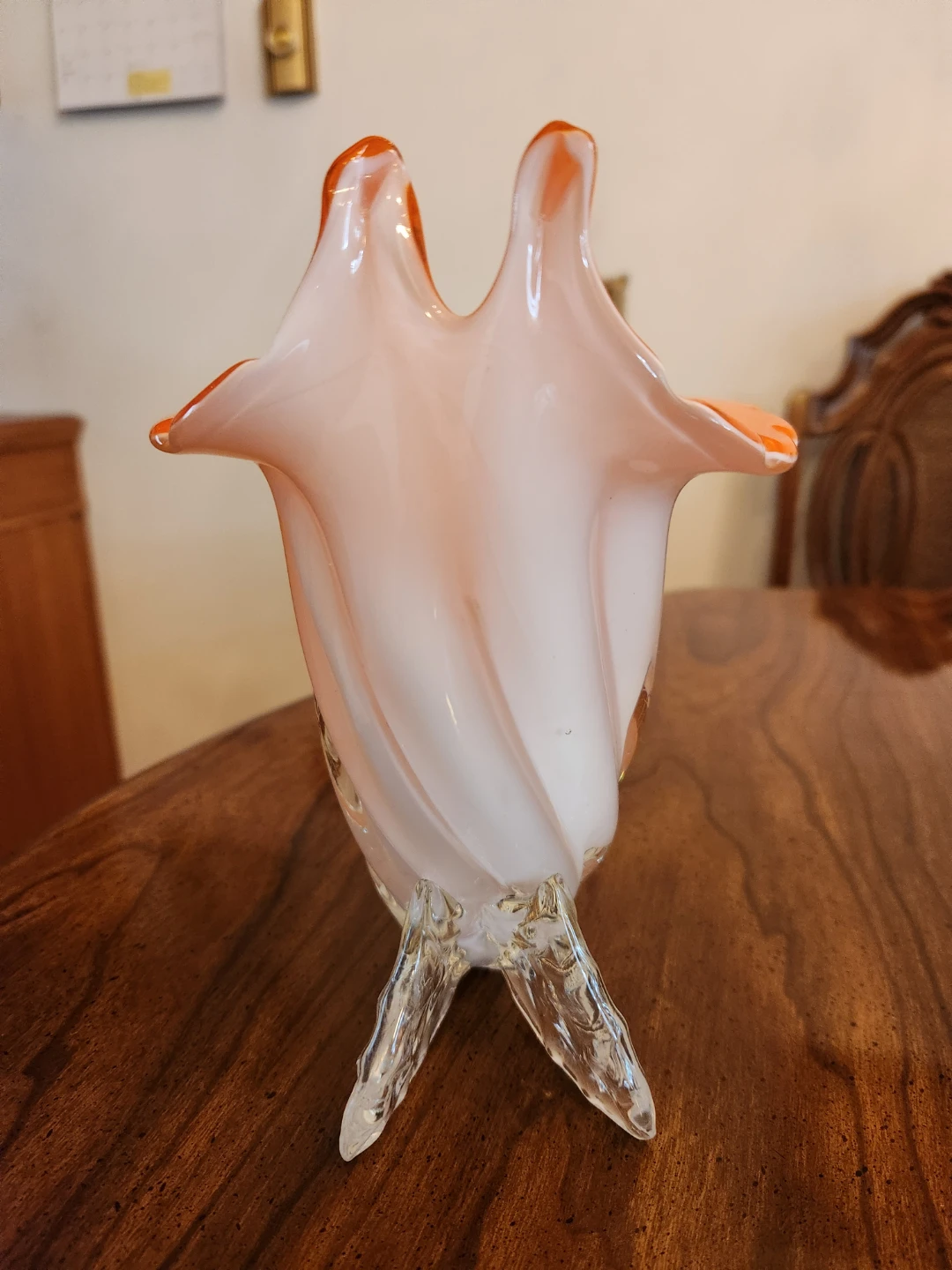 Orange and White Swirl Glass Vase - photo 2