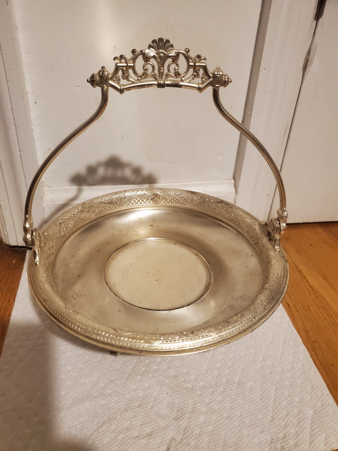 Vintage Silver Plated Footed Serving Basket BRIDAL  BASKET