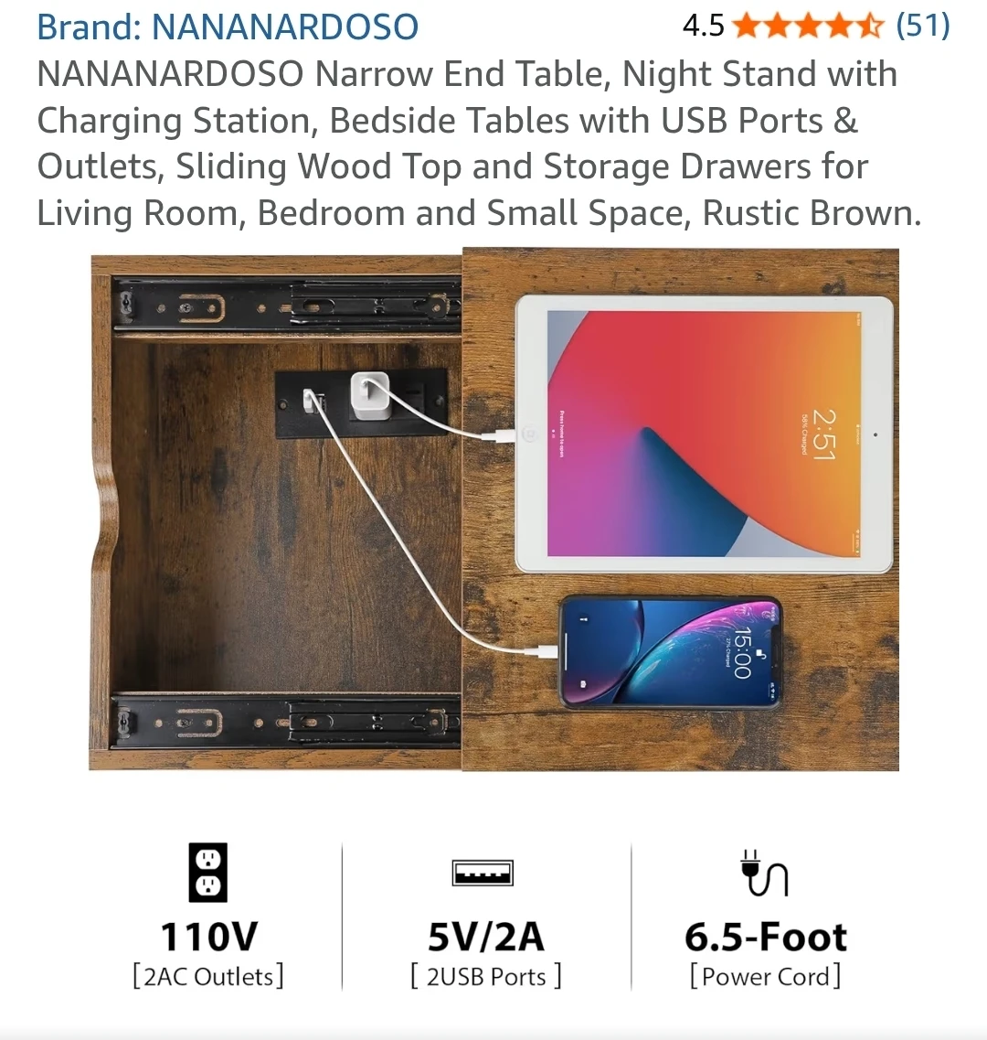 End Table with Charging Station - photo 4