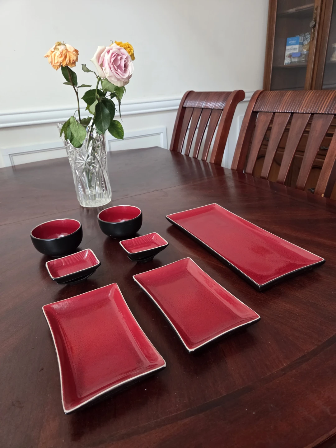 Red and Black Serving Dish Set