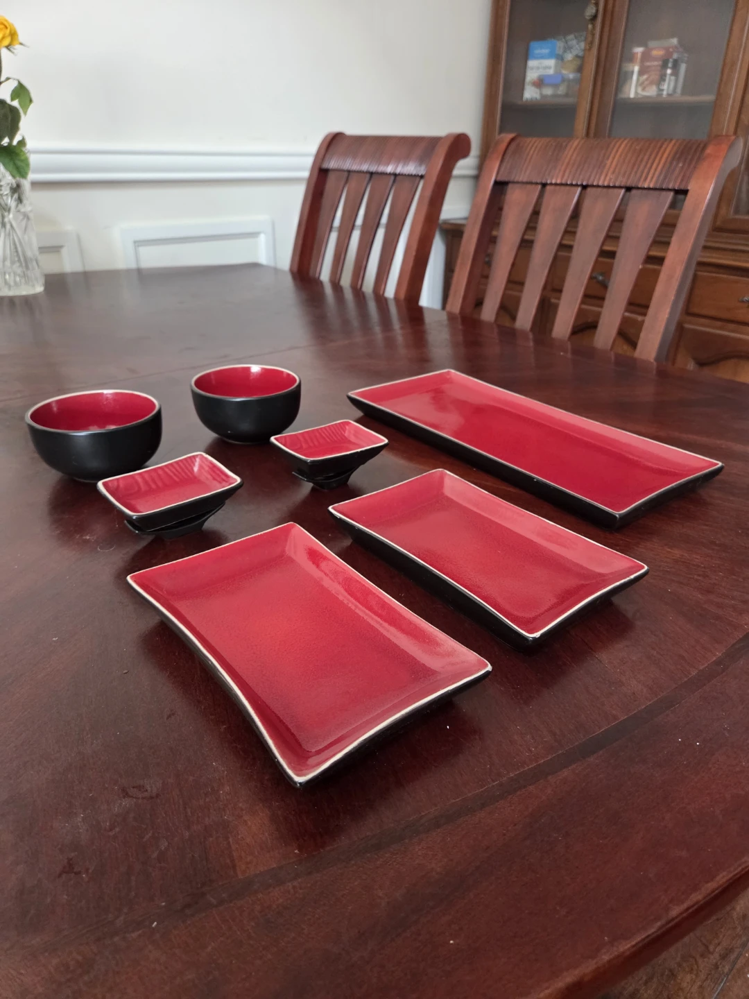 Red and Black Serving Dish Set - photo 2
