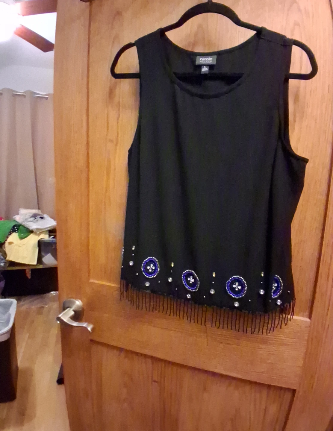 Black Nicole Miller Sleeveless Embellished Top