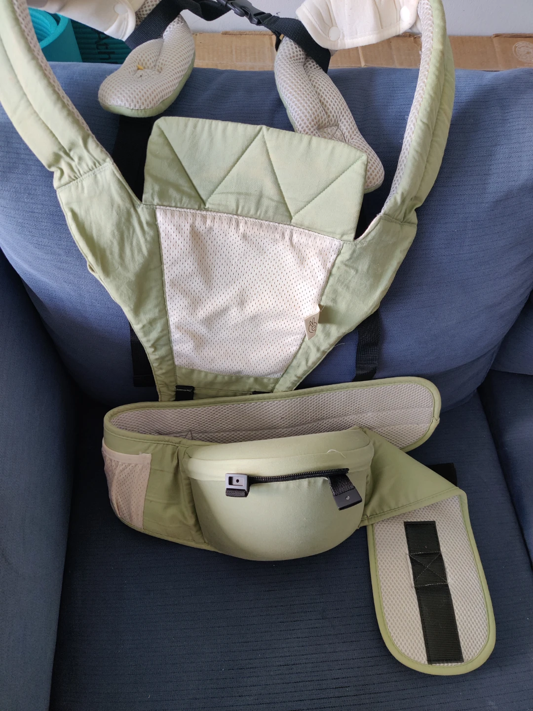Light Green Baby Carrier with Padded Hip Seat