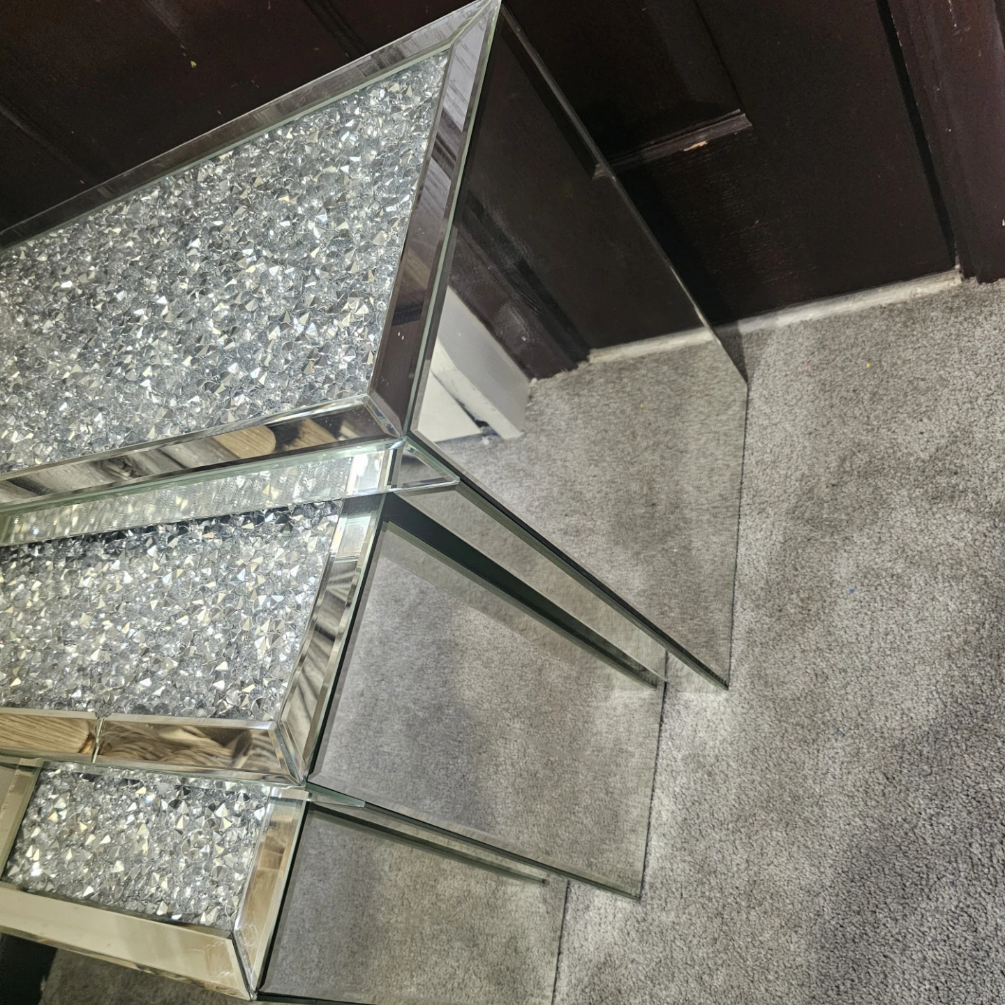 Crushed Crystal Mirrored Nesting Tables Set - photo 2