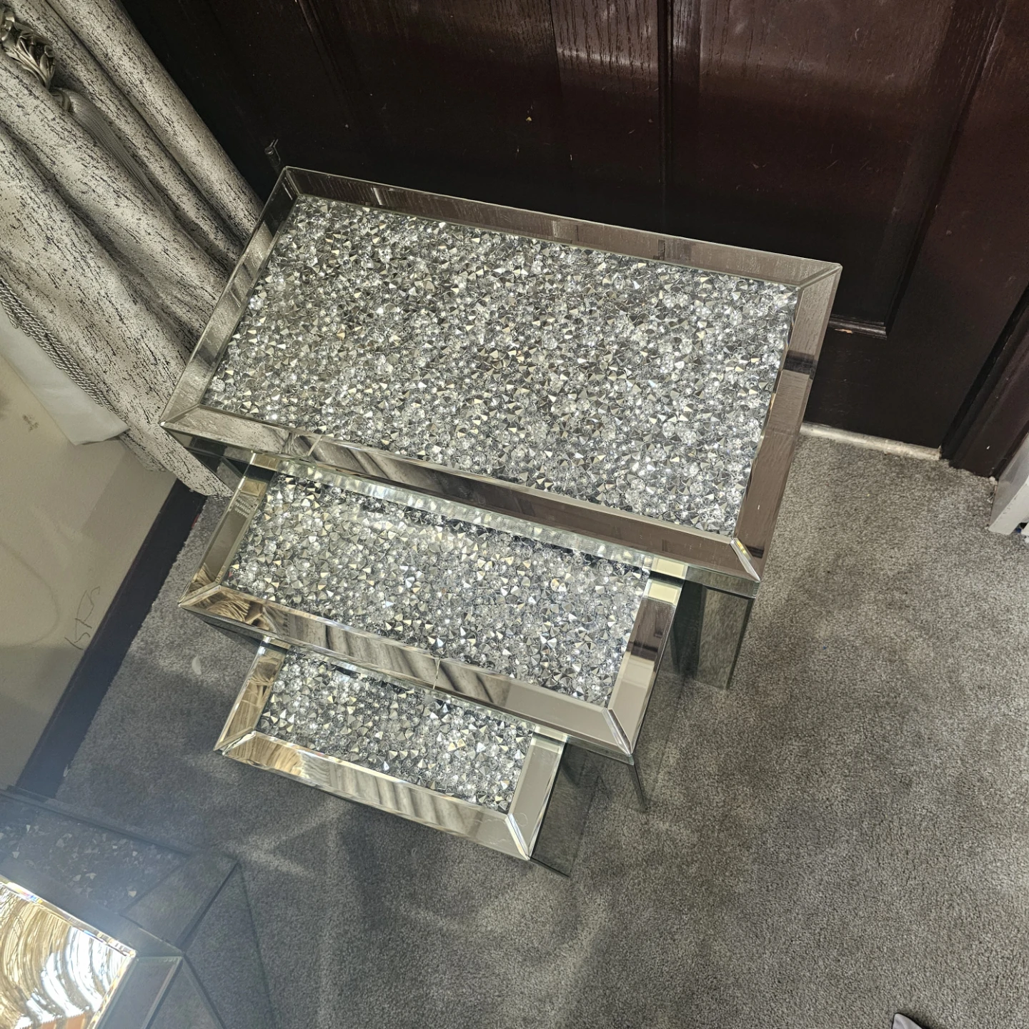 Crushed Crystal Mirrored Nesting Tables Set - photo 3