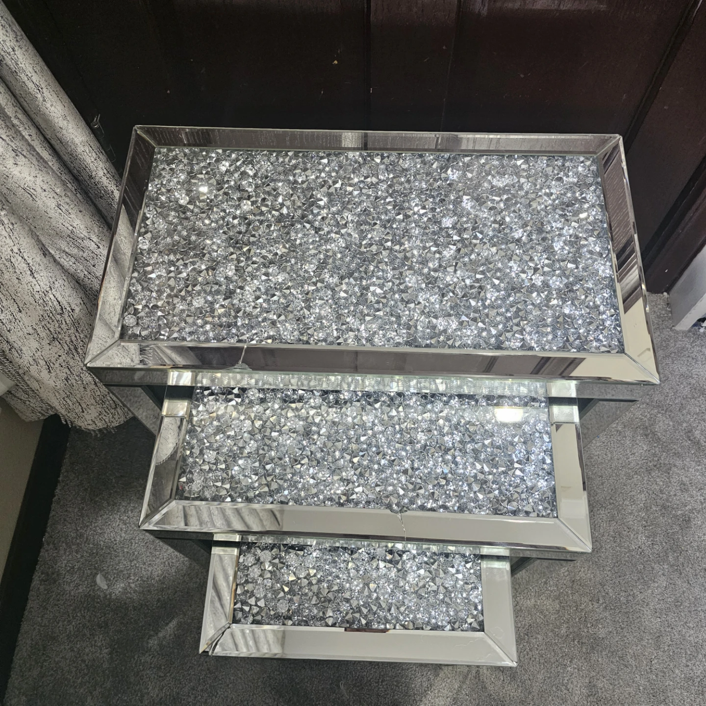 Crushed Crystal Mirrored Nesting Tables Set - photo 4