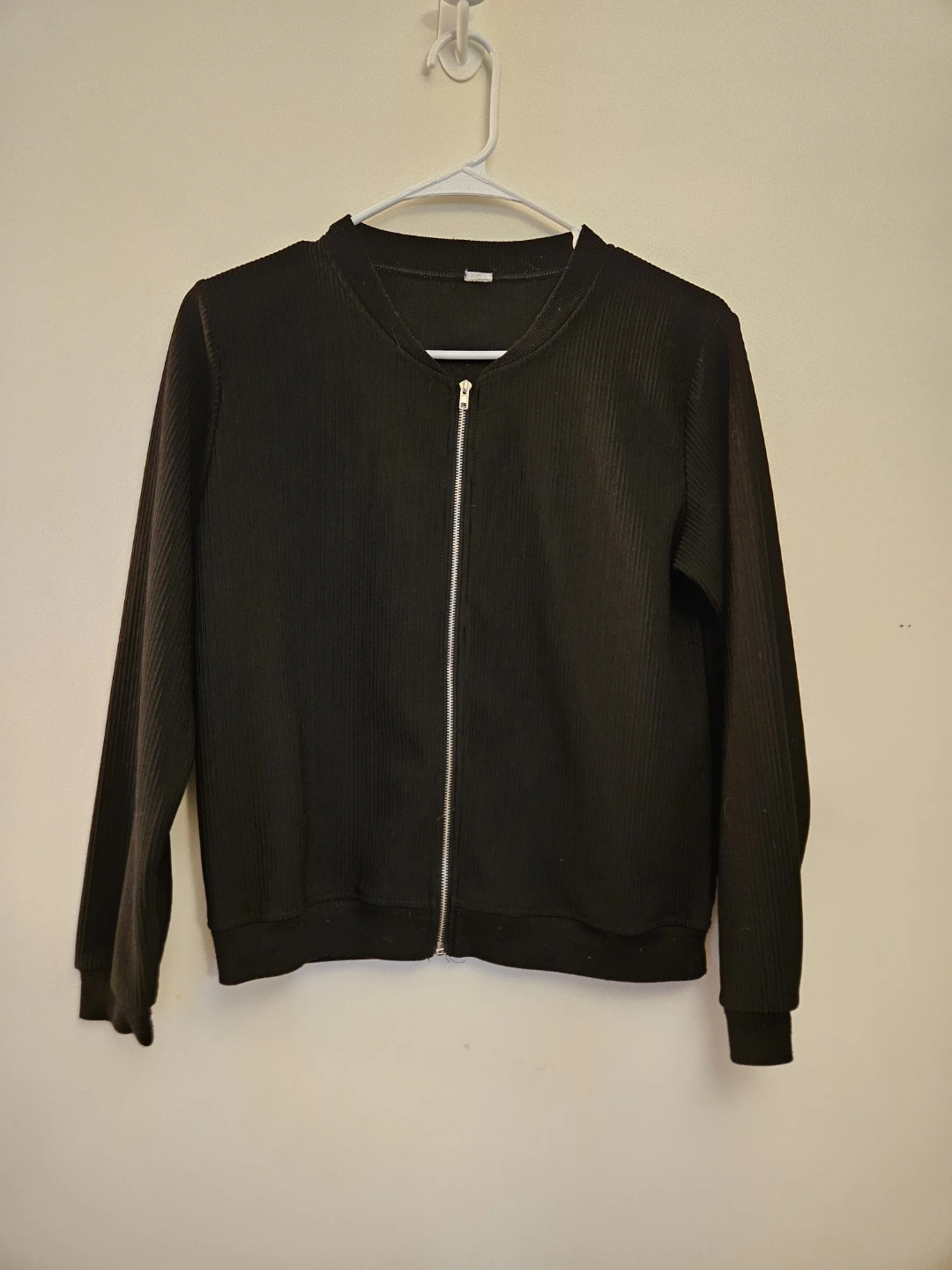 Textured Zippered Cardigan