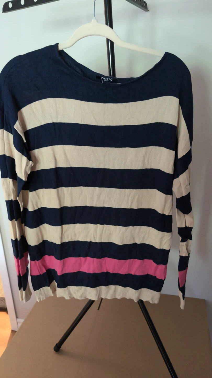 Chaps Striped Long Sleeve Sweater - photo 2