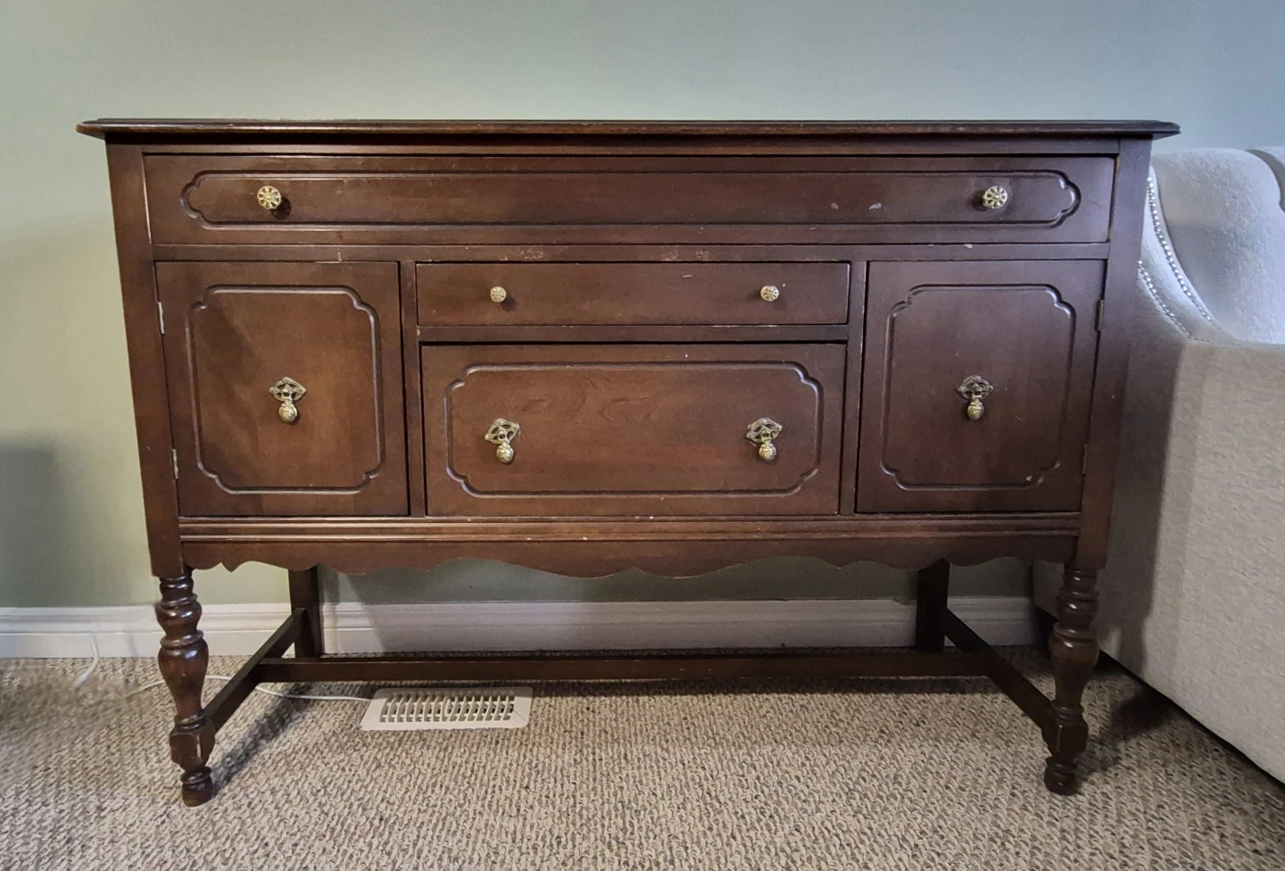 Antique Buffet Cabinet with Drawers and Cabinets - photo 2