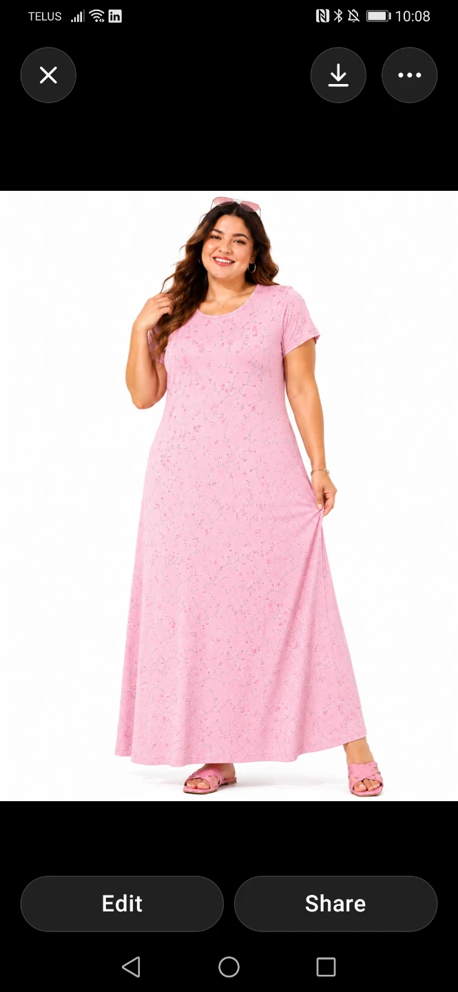 CMI Pink Floral Maxi Dress VTG cotton l