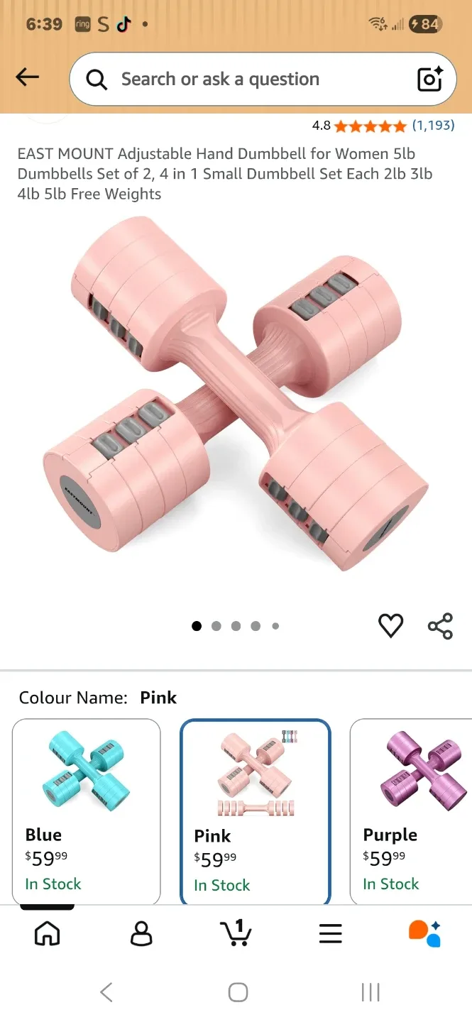 EASTMOUNT Adjustable Dumbbell Set - 5KG/Pair - photo 2