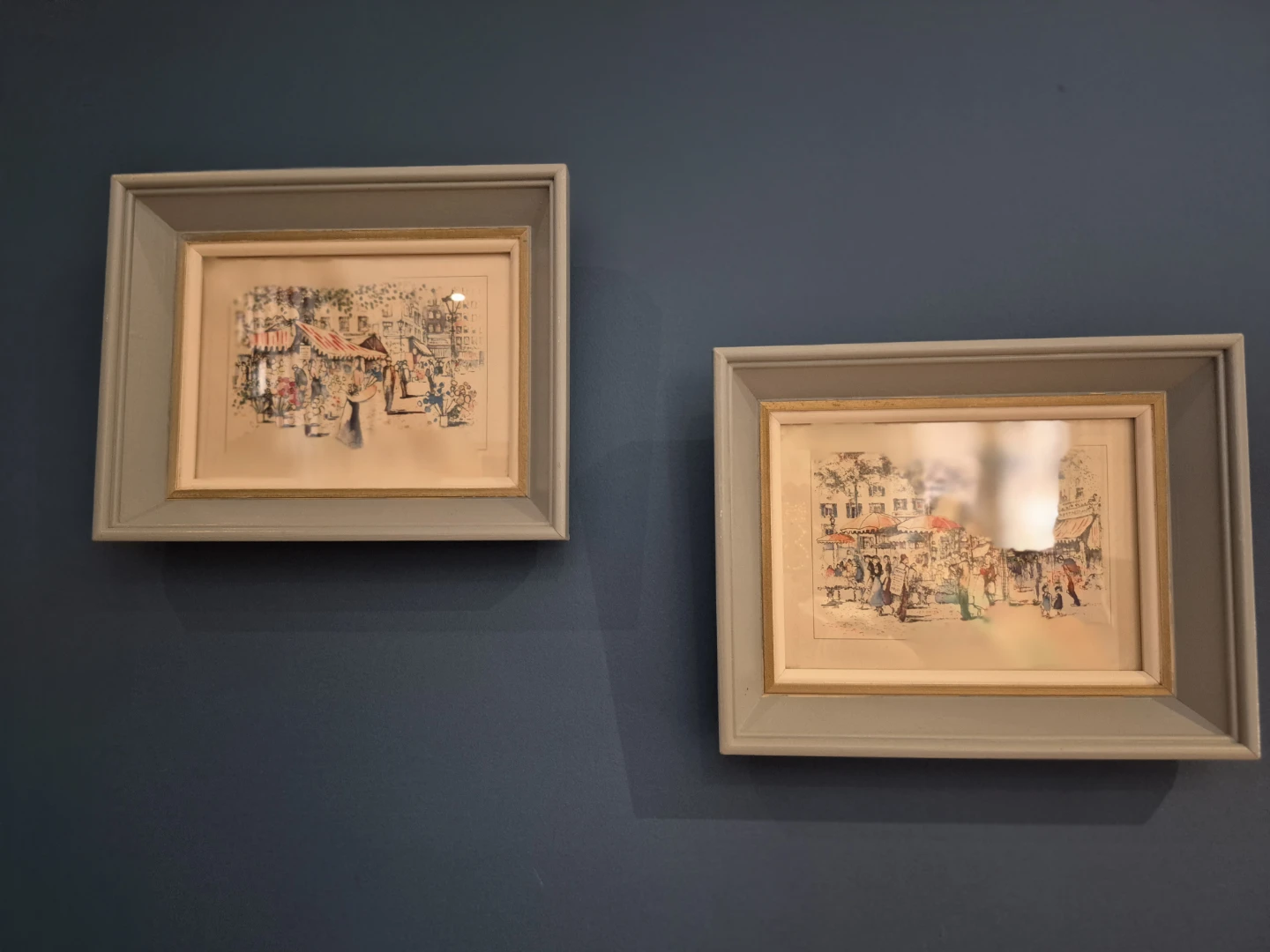 Framed vintage Original Watercolour Print of Paris