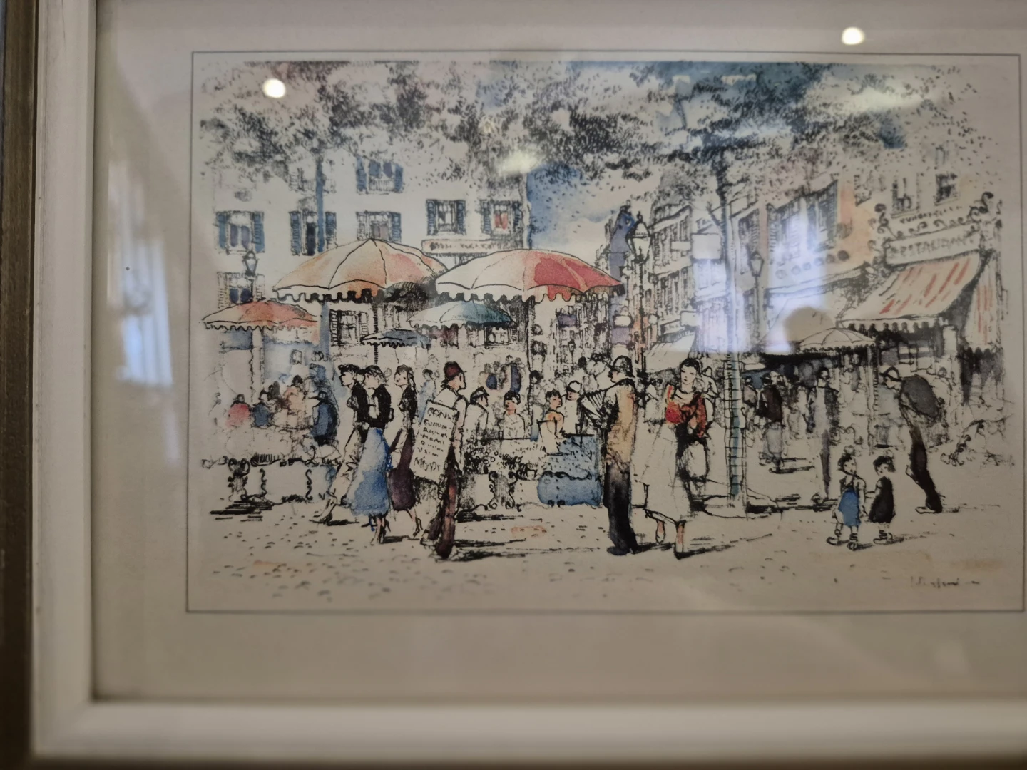 Framed vintage Original Watercolour Print of Paris - photo 2