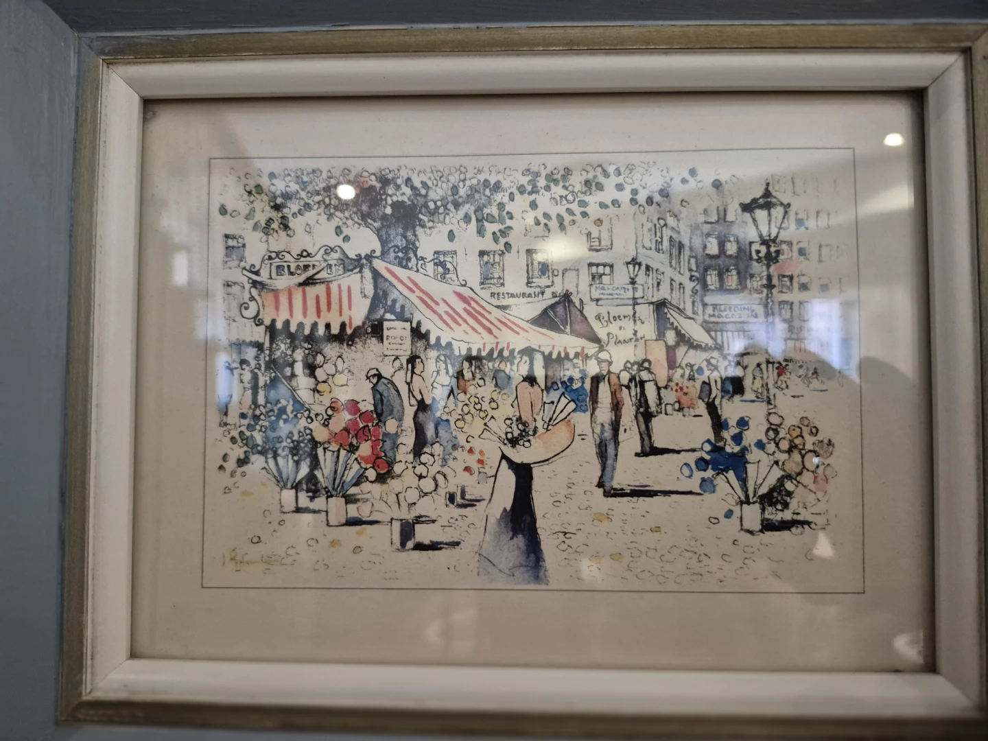 Framed vintage Original Watercolour Print of Paris - photo 3
