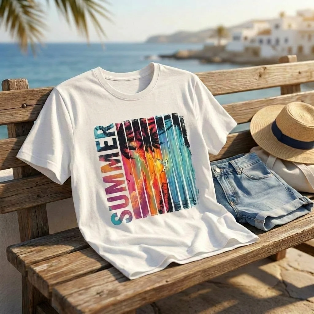 White Graphic T-Shirt - Summer Design - photo 3