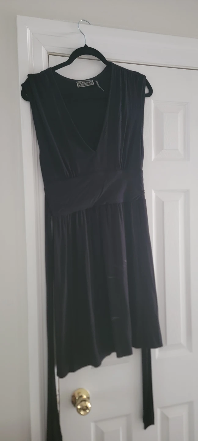 Guess Black Sleeveless Wrap Dress