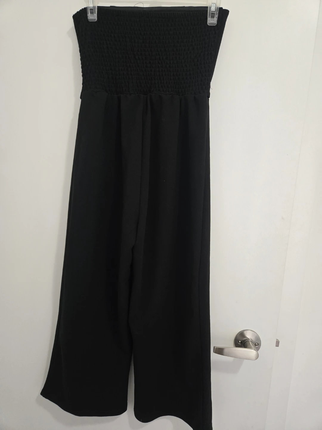 Black Strapless Wide-Leg Jumpsuit