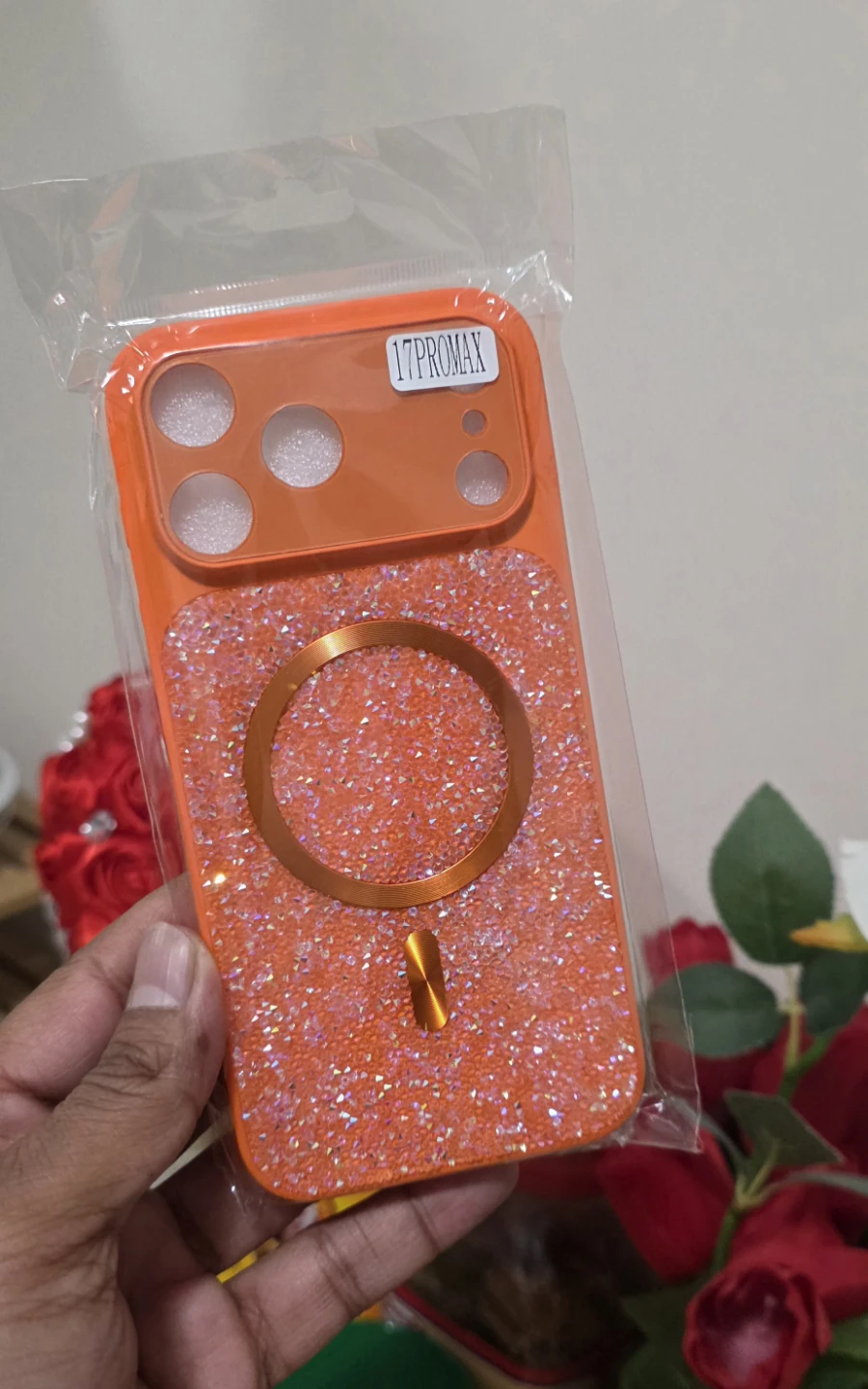 Orange Glitter Phone Case for iPhone 17 Pro Max