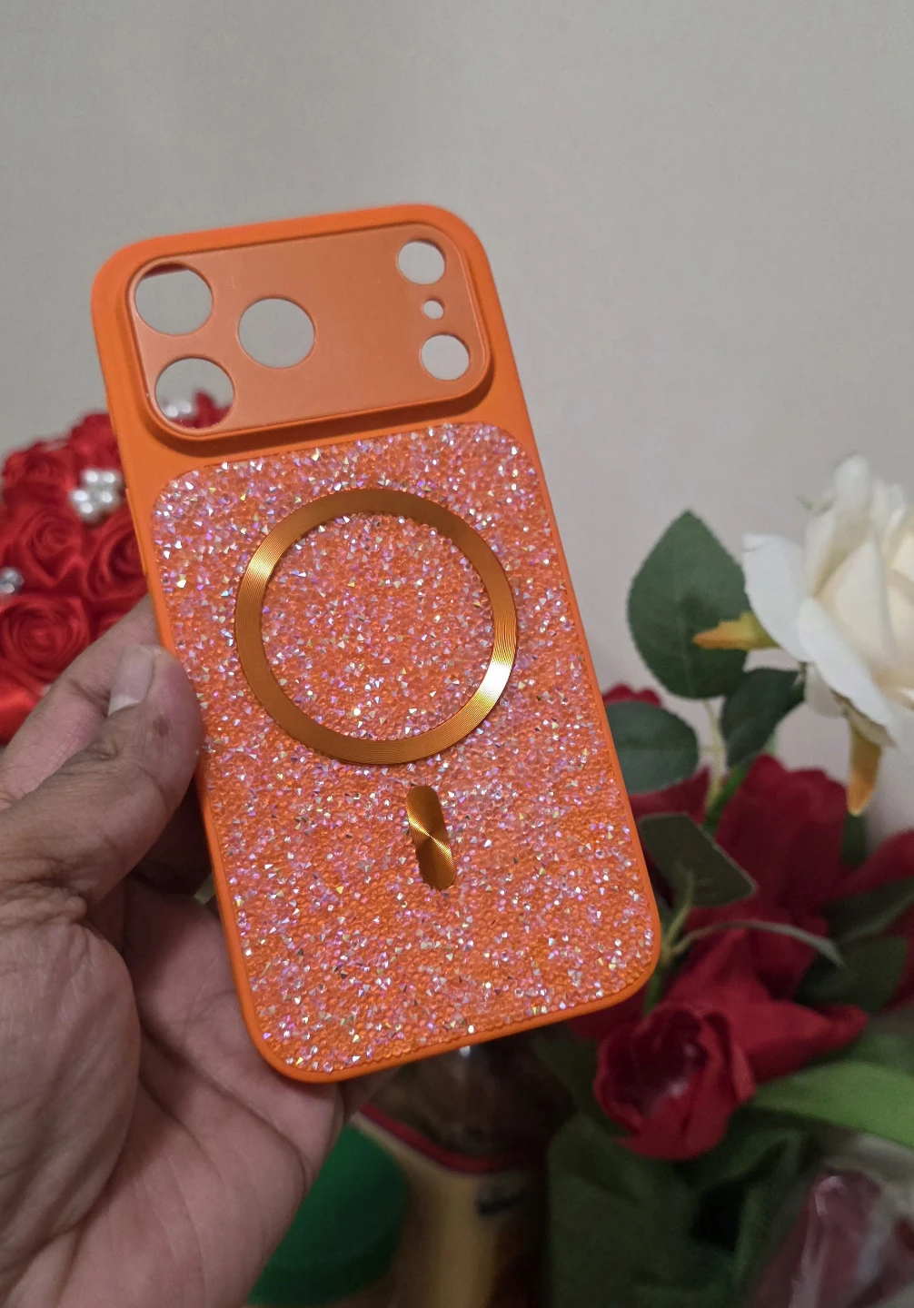 Orange Glitter Phone Case for iPhone 17 Pro Max - photo 2