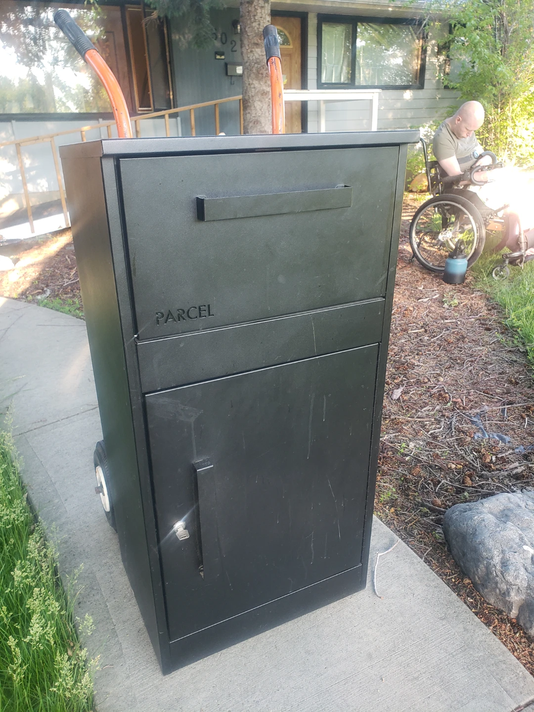 Black Parcel Drop Box with Wheels