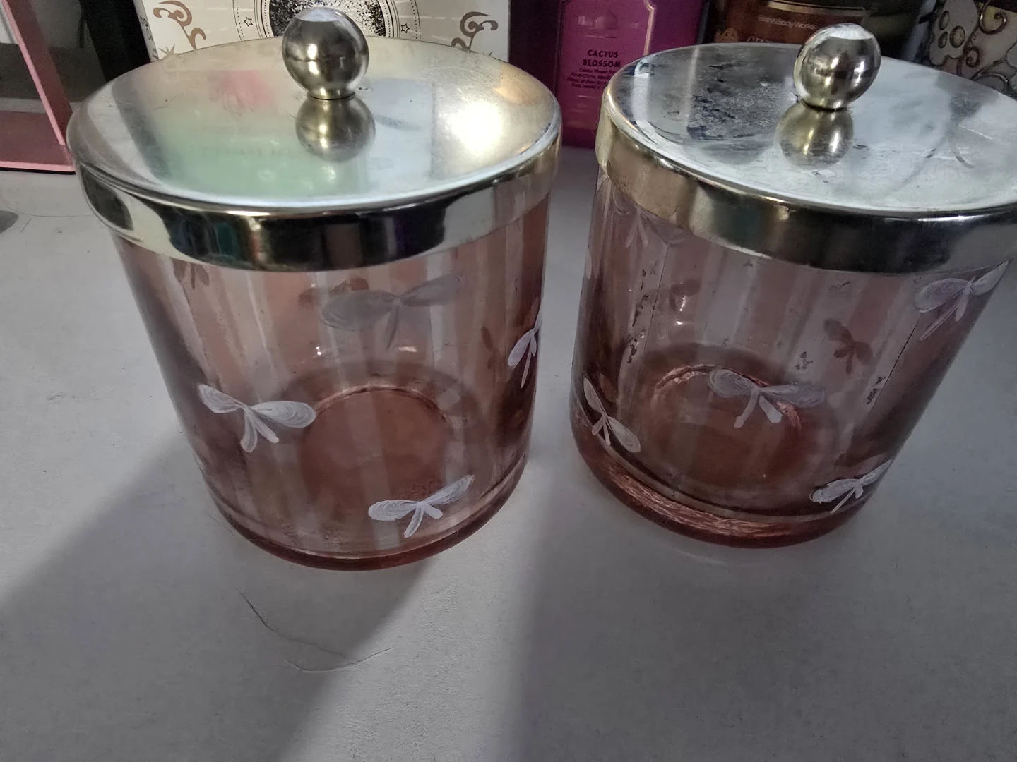 Pink Glass Jars with Lids - Set of 2 - photo 2