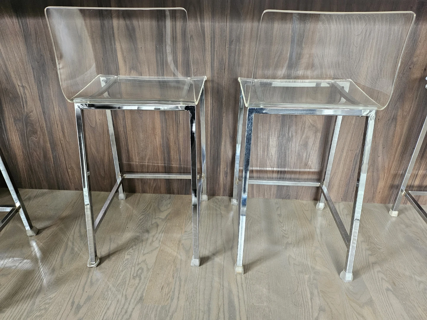 Clear Acrylic Bar Stools with Chrome Frame - Set of 2 - photo 2