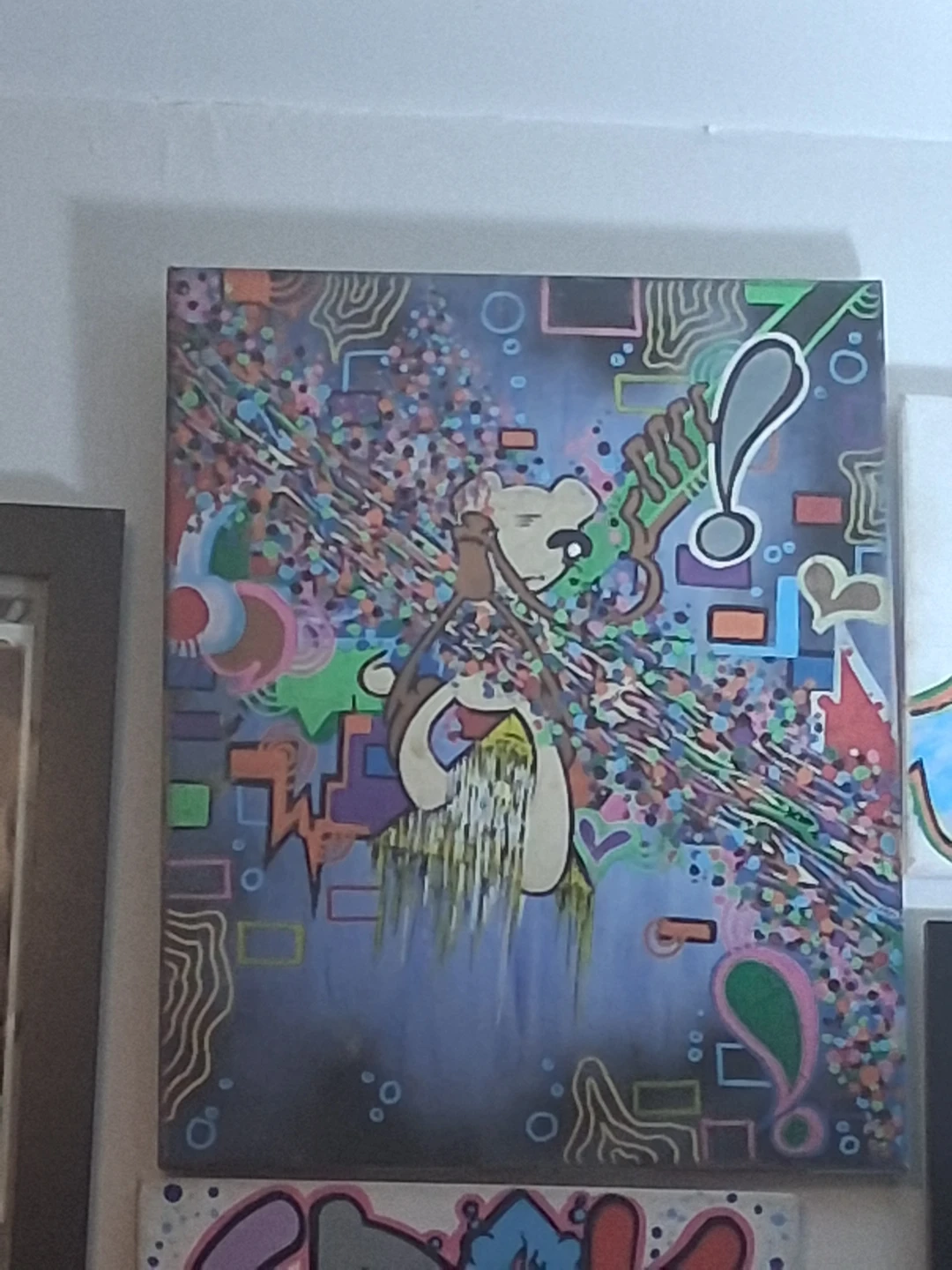 Abstract Art Painting with Bear and Musical Instrument