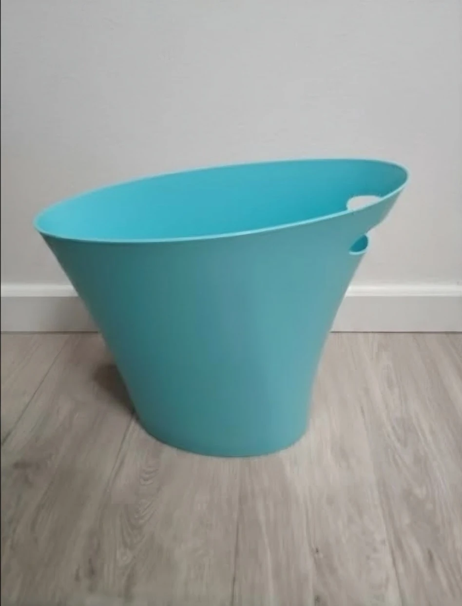 Teal Oval Trash Bin