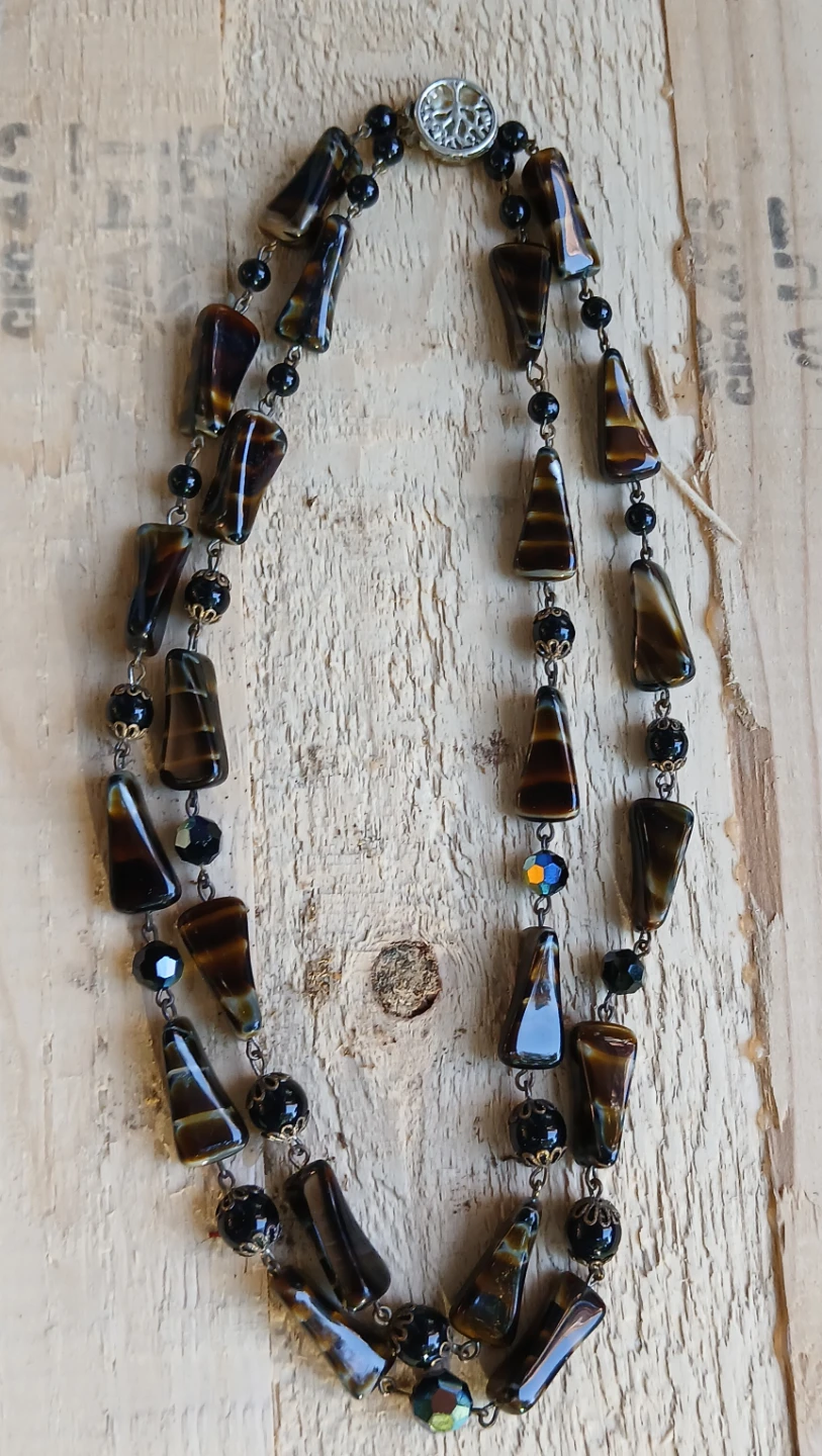 Antique Brown and black beaded necklace