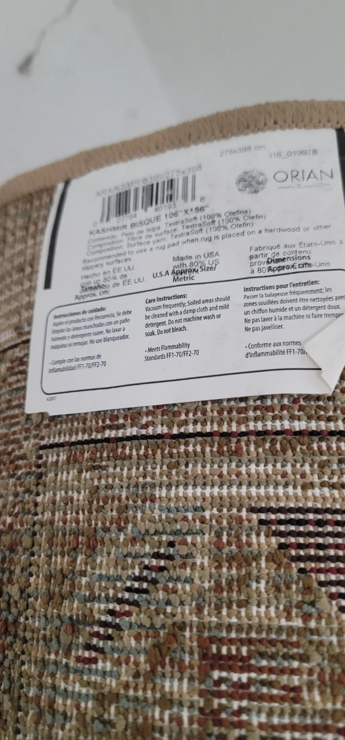 ORIAN Kashmere Bisque Area Rug 106" x 156" - photo 3