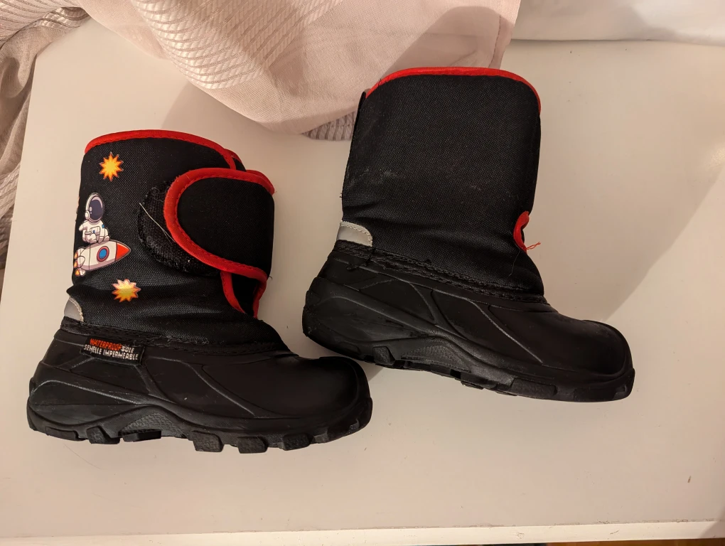 Kids Black Winter Boots with Astronaut Design - photo 2