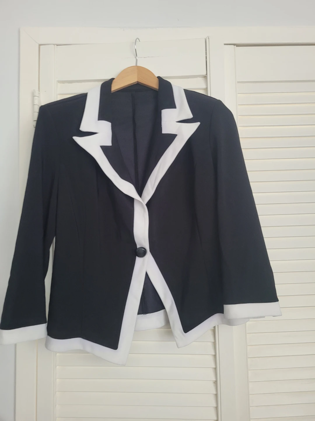 Elegant 2-Piece Dress & Blazer Set Size M – Black & White - photo 2