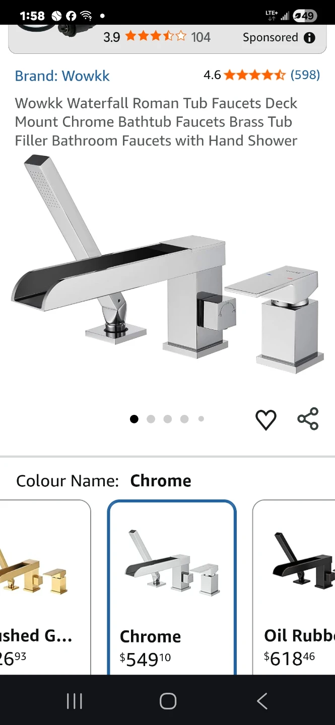 Wowkk Waterfall Roman Tub Faucets - Chrome