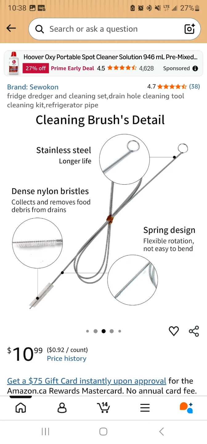 Drain Cleaning Brush 60 Inch Flexible Spring Tube Cleaner - photo 3