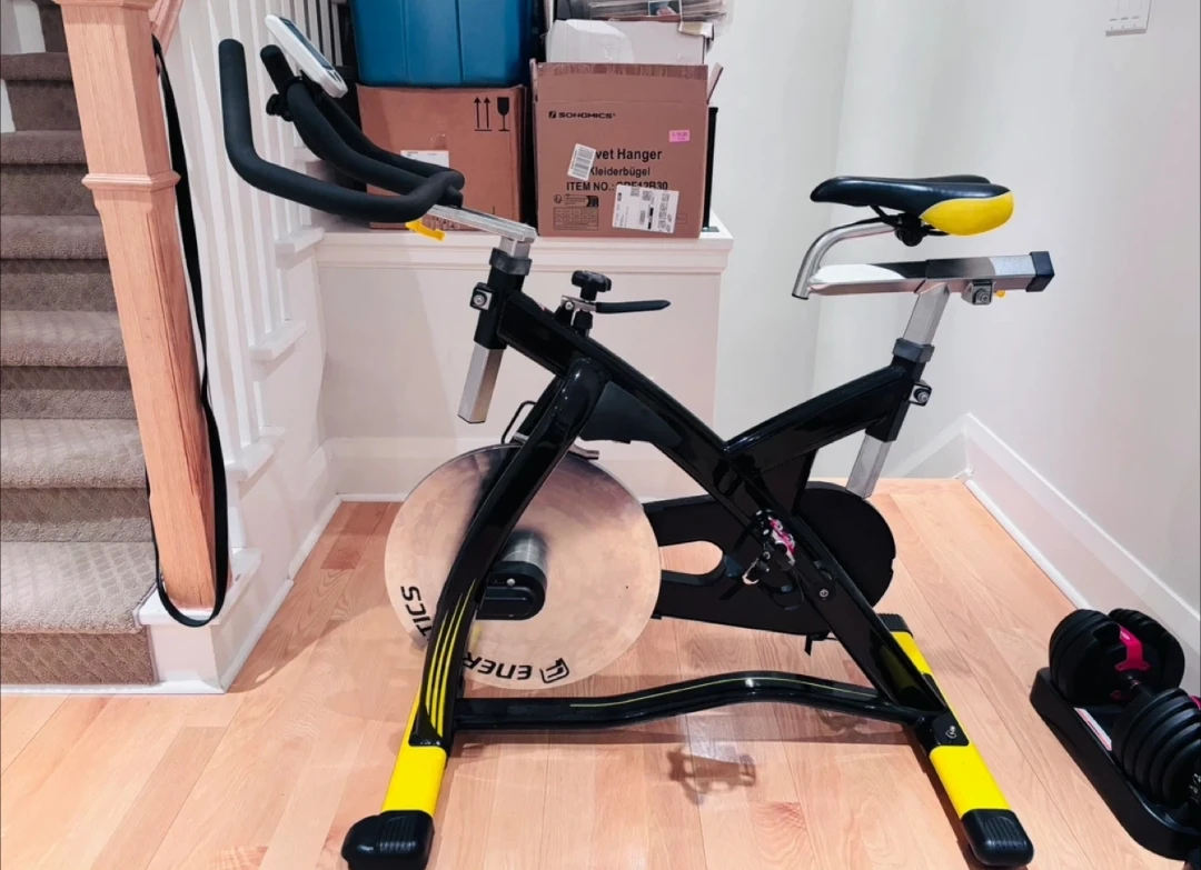 Energetics Spin Bike – Black & Yellow Home Gym Exercise Bike