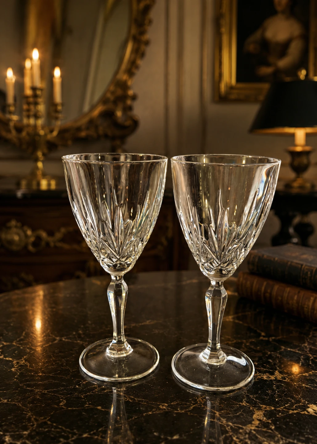 Set of 2 Crystal Wine Glasses