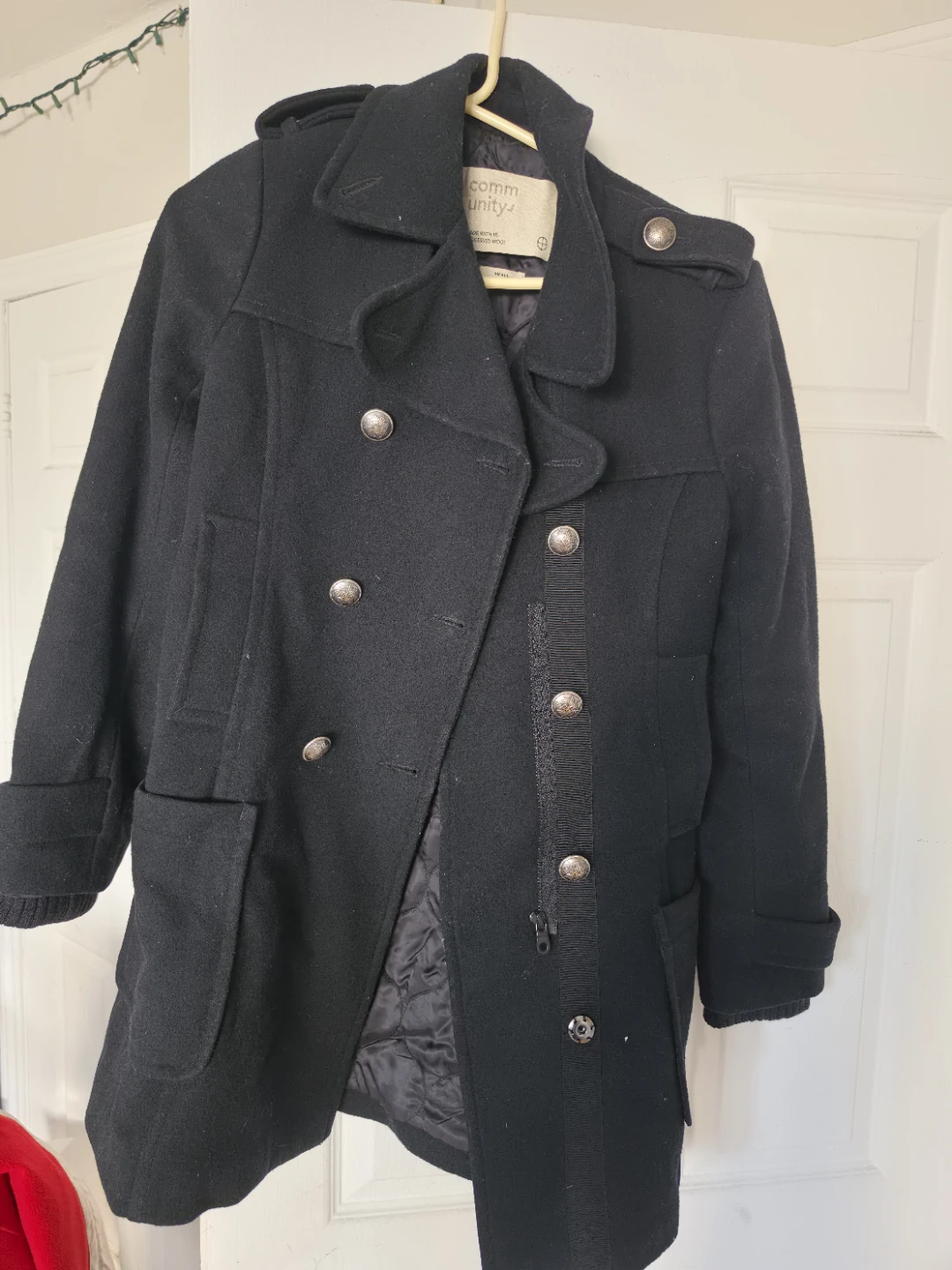 Community Wool Coat - Black, Size Small