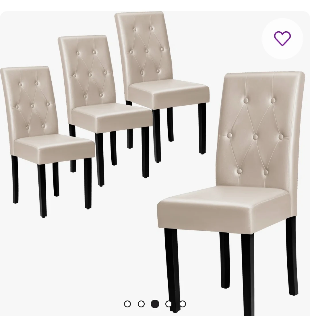 Set of 4 Beige Tufted Dining Chairs