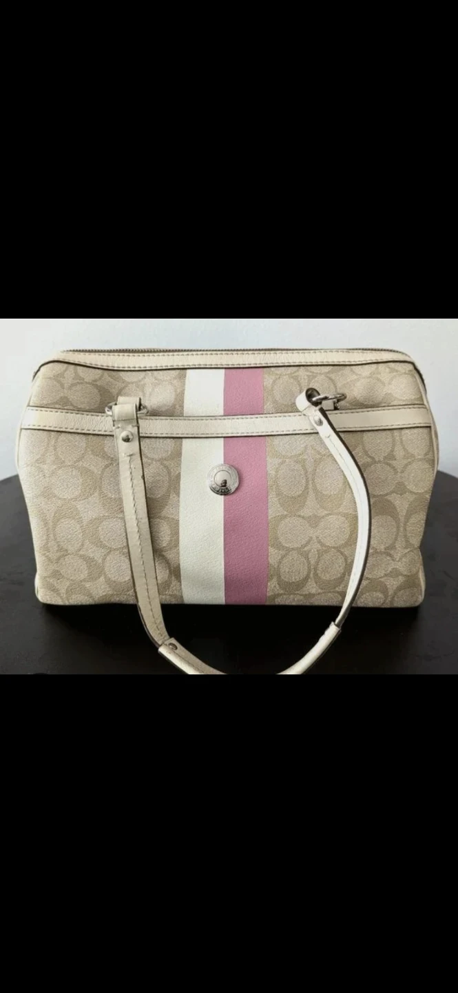 Coach Monogram Stripe Satchel Handbag