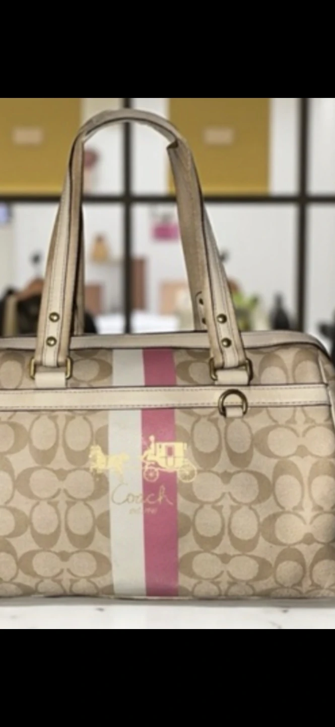 Coach Monogram Stripe Satchel Handbag - photo 2