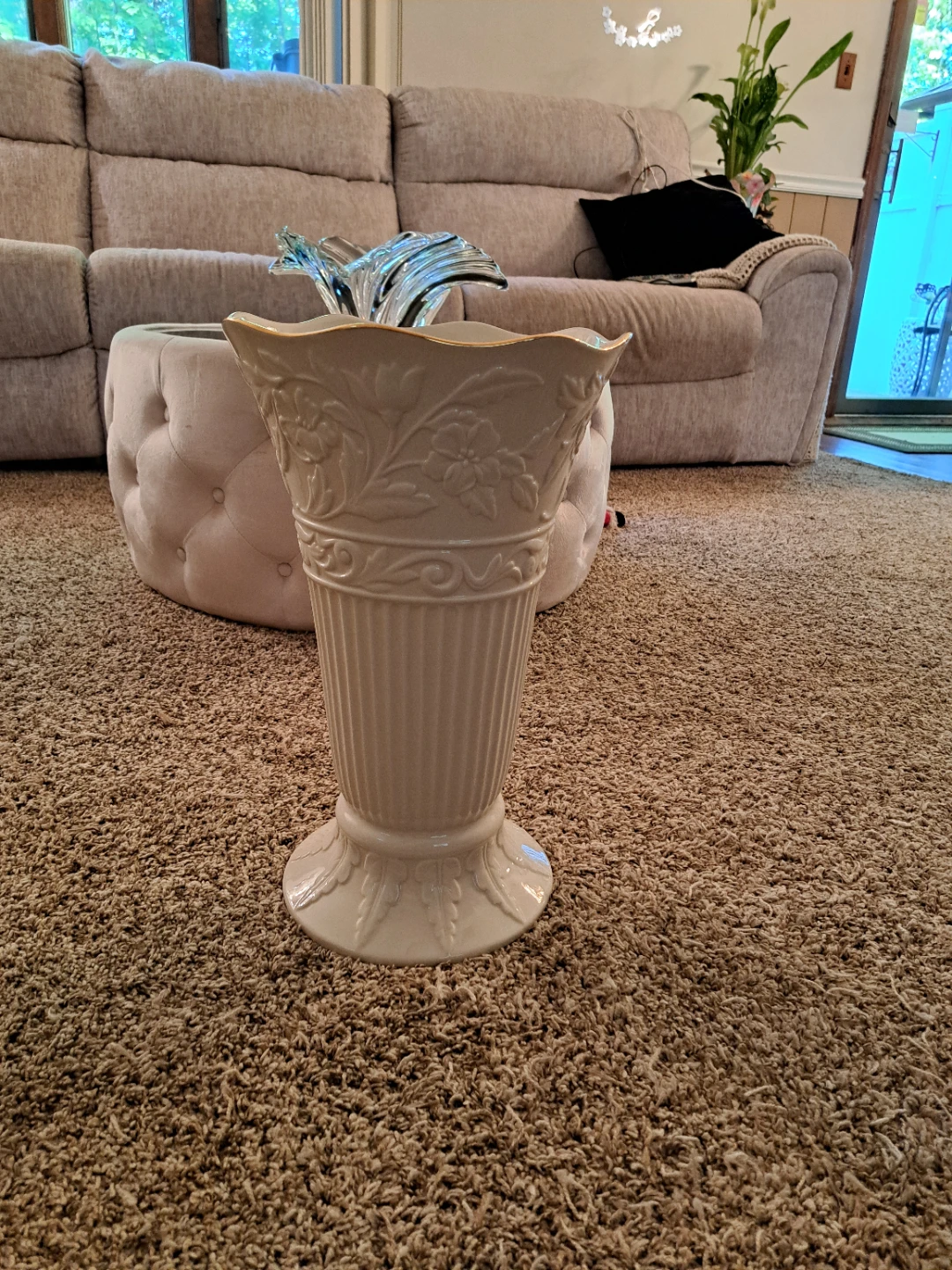 Lenox Ivory Floral Embossed Vase