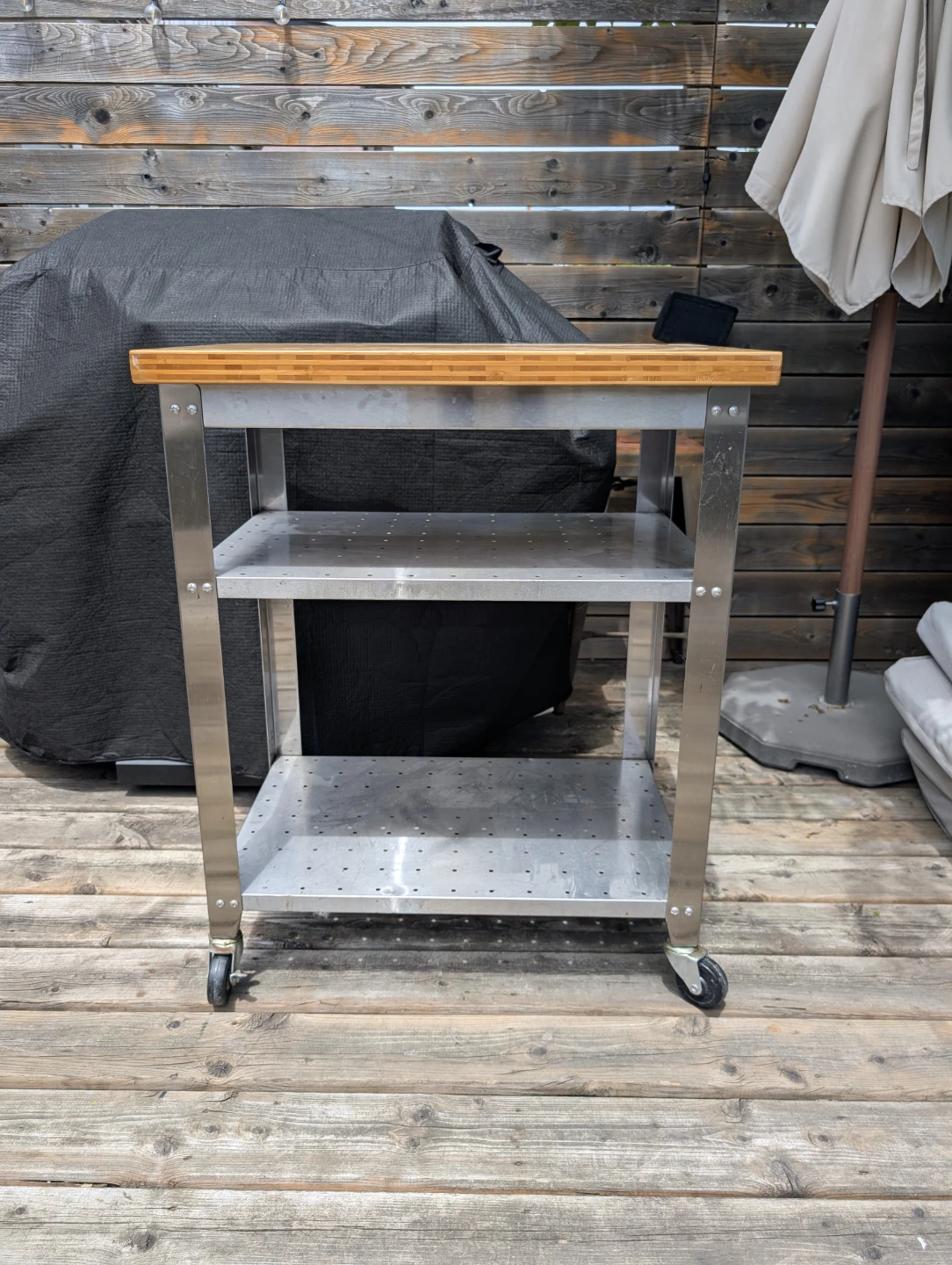 Bamboo Top Rolling Kitchen Cart