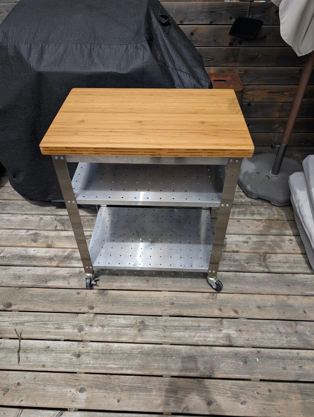 Bamboo Top Rolling Kitchen Cart - photo 2