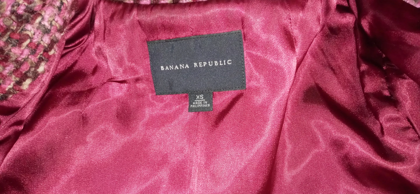 Banana Republic Tweed Jacket XS Pink/Burgundy