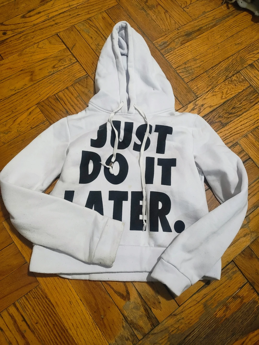 ACEVOG White "Just Do It Later" Hoodie kids size med used